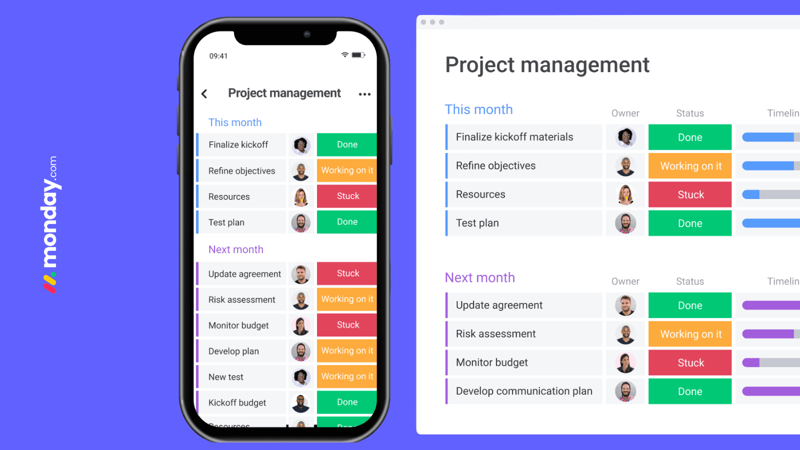 screenshot of monday.com user interface on desktop and mobile to support monday vs Asana comparison